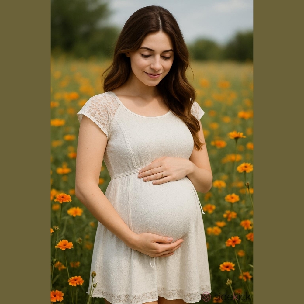Motherhood Lacey Maternity Dress, White Lace, Fully Lined, Whimsy Core